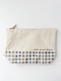 Canvas Zipper Pouch "Make Pretty Things" Gingham