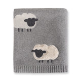 Grey Woolly Lamb 3D - Organic Jacquard Knit Baby Blanket