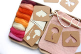 8"x 8" Moth and Mushroom Banner Felting Kit by Sheep Creek Studio