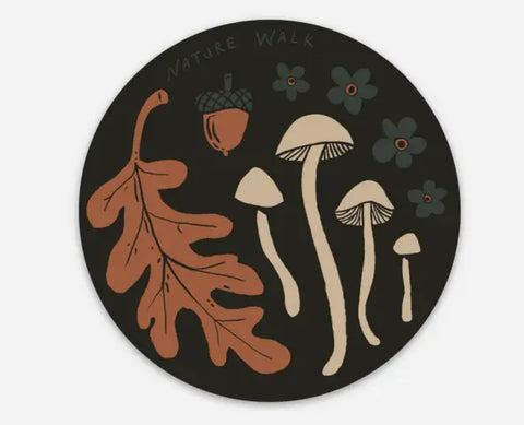Nature Walk Decal Flowers and Mushrooms