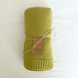 Organic Knit Baby Blanket - Green Apple (Moss Stitch)