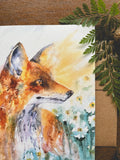 Meadow Fox Watercolor A7 Greeting Card