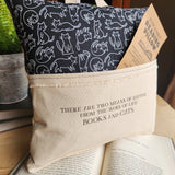 Books and Cats, Reading Pillow, Cat Print