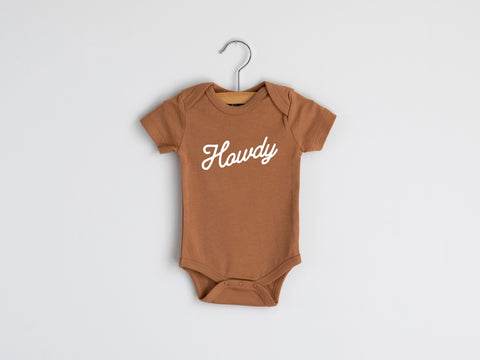 Camel Organic Howdy Modern Baby Onesie
