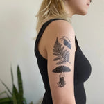 Amanita Mushroom, Fern, Snail Temporary Tattoo