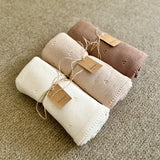 Organic Knit Baby Blanket - Cream (Cloverleaf Eyelet)