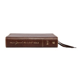NKJV, Journal the Word Bible, Bonded Leather, Brown, Red Letter Edition, Comfort Print: Reflect, Journal, or Create Art Next to Your Favorite Verses
