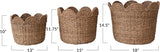 Braided Bankuan & Rattan Baskets w/ Scalloped Edge, Set of 3