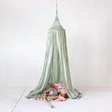 Hand-Woven Cotton Crocheted Canopy, Mint