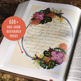 NIV, Beautiful Word Bible, Updated Edition, Peel/Stick Bible Tabs, Leathersoft, Brown/Pink, Red Letter, Comfort Print: 600+ Full-Color Illustrated Verses