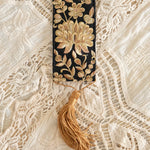 Lotus Dark - Handmade Embroidered Bookmark