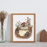 Mole Burrow Mums Flower Garden Cute Wall Art Print