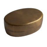 Oval Antiqued Brass Jewelry Storage Box