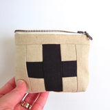Compact First Aid Pouch – Handmade Medical Travel Kit: Cream & Black