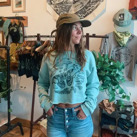 Crop Sweatshirt Moth Mushroom Summer Finds Nature Walk