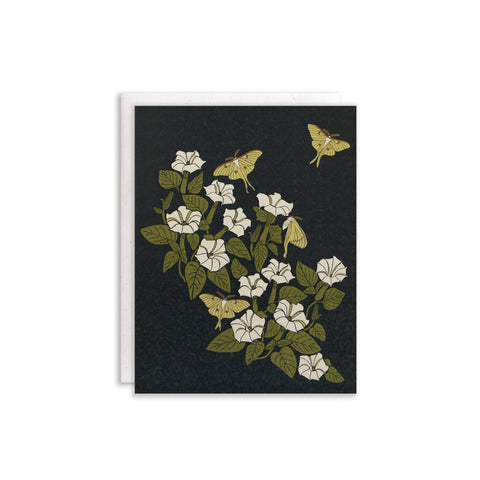 Luna Moth + Moonflower Card