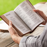 NKJV, Personal Size Reference Bible, Verse Art Cover Collection, Genuine Leather, Brown, Red Letter, Comfort Print: Holy Bible, New King James Version