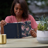 NKJV, Journal the Word Bible, Cloth Over Board, Gray Floral, Red Letter Edition, Comfort Print: Reflect, Journal, or Create Art Next to Your Favorite Verses