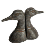 Cast Iron Duck Head Bookends, Distressed Black, Set of 2