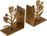 Cast Iron Flower Shaped Bookends, Gold Finish, Set of 2