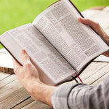 NKJV, Giant Print Center-Column Reference Bible, Verse Art Cover Collection, Leathersoft, Purple, Thumb Indexed, Red Letter, Comfort Print: Holy Bible