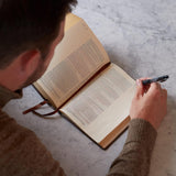 NKJV, Journal the Word Reference Bible, Imitation Leather, Brown, Red Letter Edition, Comfort Print: Let Scripture Explain Scripture. Reflect on What You Learn