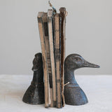 Cast Iron Duck Head Bookends, Distressed Black, Set of 2