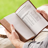 NKJV, Personal Size Reference Bible, Verse Art Cover Collection, Genuine Leather, Brown, Red Letter, Comfort Print: Holy Bible, New King James Version