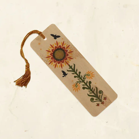 Sunflower Wood Bookmark with Tassel