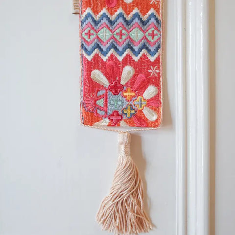 Coral Pink - Handmade Embroidered Bookmark