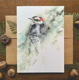 Downy Woodpecker Watercolor A7 Greeting Card