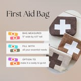 Compact First Aid Pouch – Handmade Medical Travel Kit: Leather & Cream
