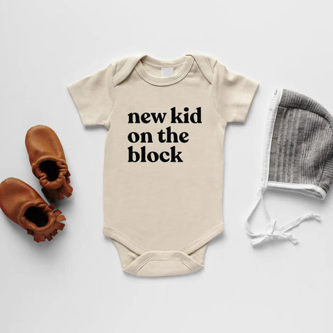 Cream New Kid On the Block Organic Baby Onesie