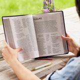NKJV, Giant Print Center-Column Reference Bible, Verse Art Cover Collection, Leathersoft, Purple, Thumb Indexed, Red Letter, Comfort Print: Holy Bible
