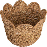 Braided Bankuan & Rattan Baskets w/ Scalloped Edge, Set of 3