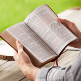 NKJV, Personal Size Reference Bible, Verse Art Cover Collection, Genuine Leather, Brown, Red Letter, Comfort Print: Holy Bible, New King James Version