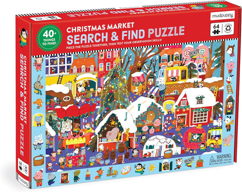Christmas Market 64 Piece Search & Find Puzzle by Mudpuppy