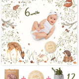 Miaoberry Woodland 100% Organic Cotton Muslin Milestone Blanket