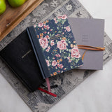 NKJV, Journal the Word Bible, Cloth Over Board, Gray Floral, Red Letter Edition, Comfort Print: Reflect, Journal, or Create Art Next to Your Favorite Verses