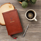KJV Holy Bible: Large Print Single-Column with 43,000 End-Of-Verse Cross References, Brown Leathersoft, Personal Size, Red Letter, Comfort Print: King