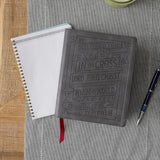 NKJV, Journal Reference Edition Bible, Verse Art Cover Collection, Leathersoft, Gray, Red Letter, Comfort Print: Let Scripture Explain Scripture. Reflect on What You Learn