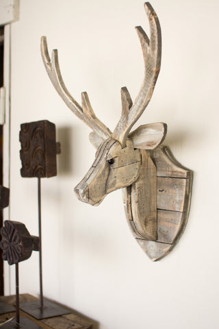 Recycled Wood Deer Head Wall Hanging