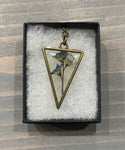Pressed Flower Necklace, Forget Me Not on Clear, Antique Bronze