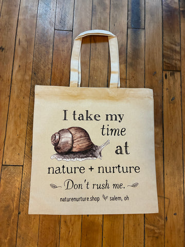 Don't Rush Me Snail n+n Canvas Tote Bag by Twig & Moth