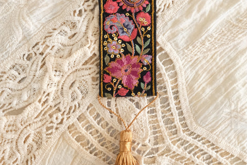 Paisley Dark - Handmade Embroidered Bookmark
