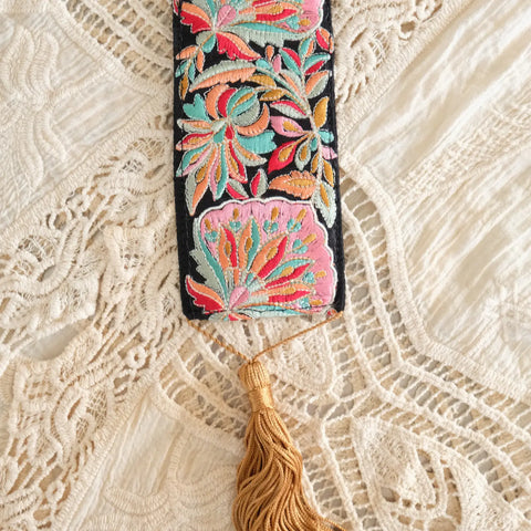 Palmette Dark - Handmade Embroidered Bookmark