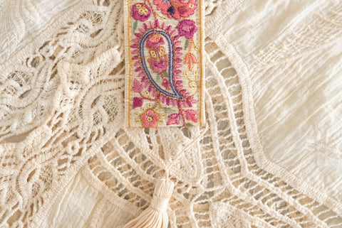 Paisley Light - Handmade Embroidered Bookmark