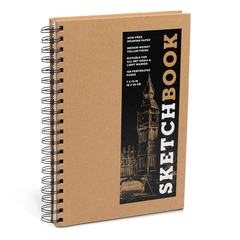 Sketchbook: Kraft Spiral Hardcover Mixed Media Journal for Drawing: Acid-Free Quality Paper (3 Sizes)