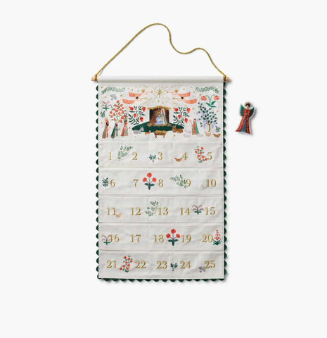 Nativity Embroidered Hanging Advent Calendar