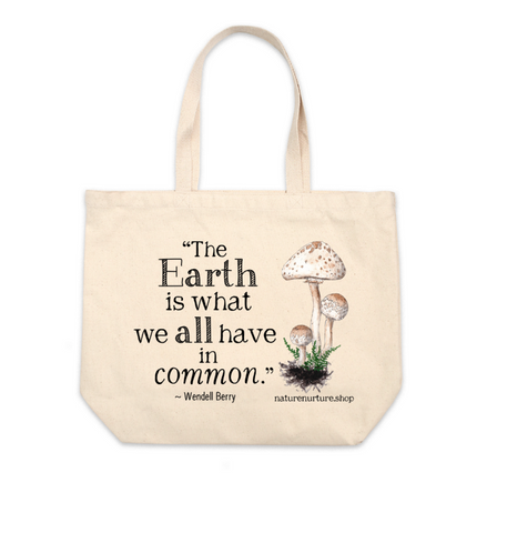 Wendell Berry Earth Quote - Custom Jumbo Canvas Tote Bag by Twig & Moth